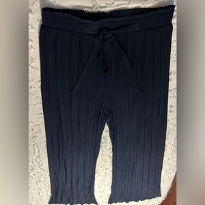 Lark & Grey Elegant Pleated Navy Wide Leg Pants